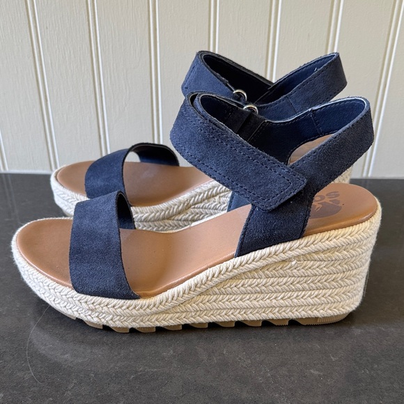 Sorel Navy Blue Wedge Sandals - Picture 2 of 8